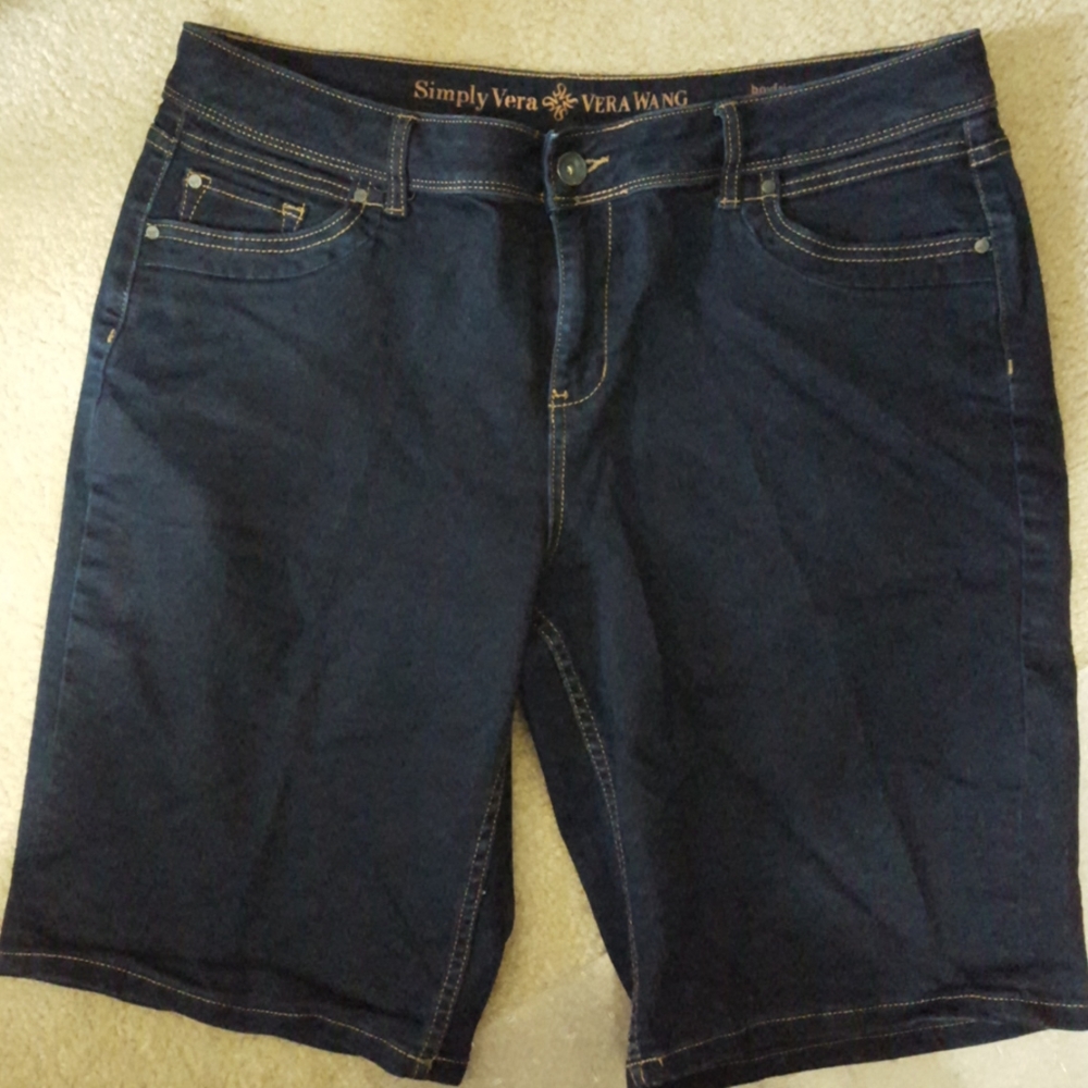 SIMPLY VERA VERA WANG dark blue Denim BOYFRIEND SHORT size 16 EUC